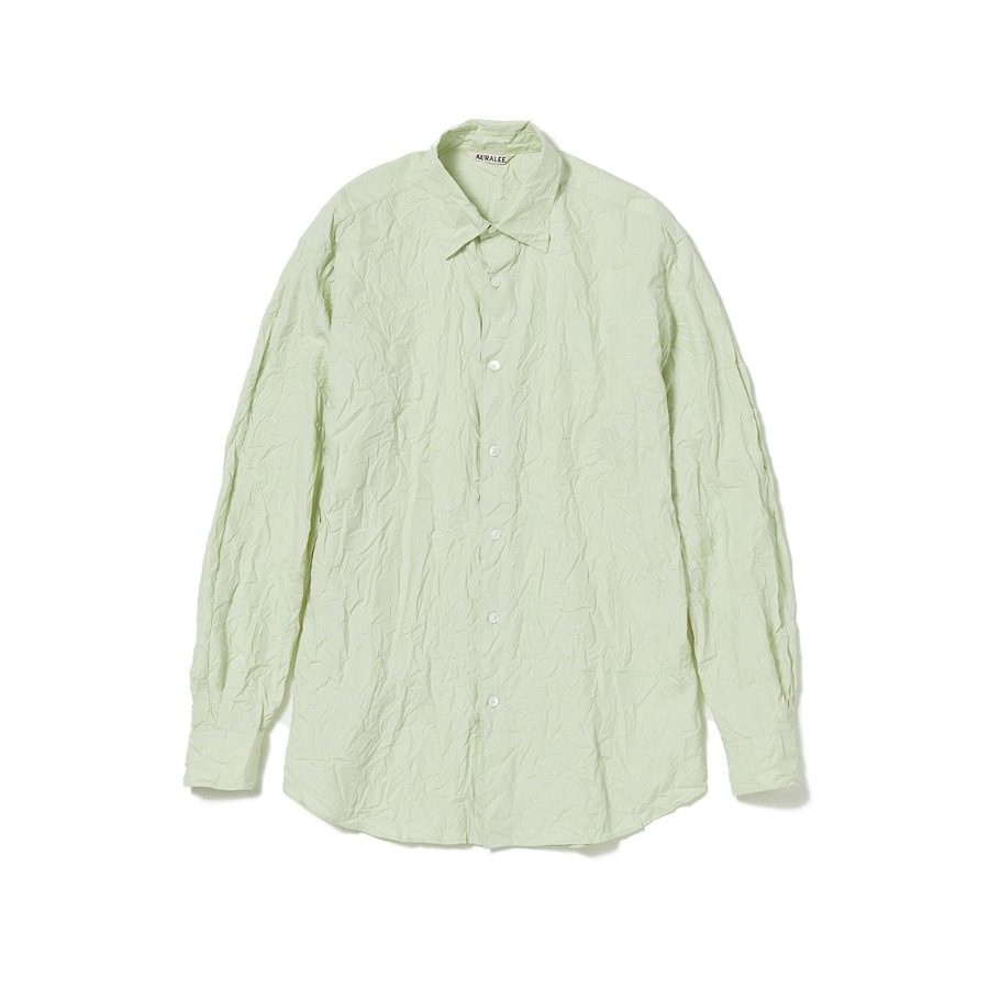 WRINKLED WASHED FINX TWILL SHIRT W (LIGHT GREEN)
